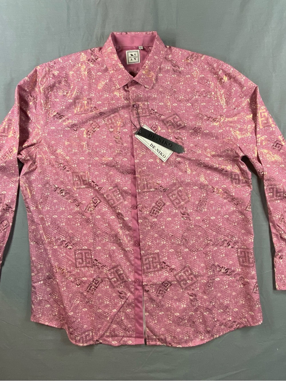 De - Niko Men’s Pink Printed Button-Up Shirt